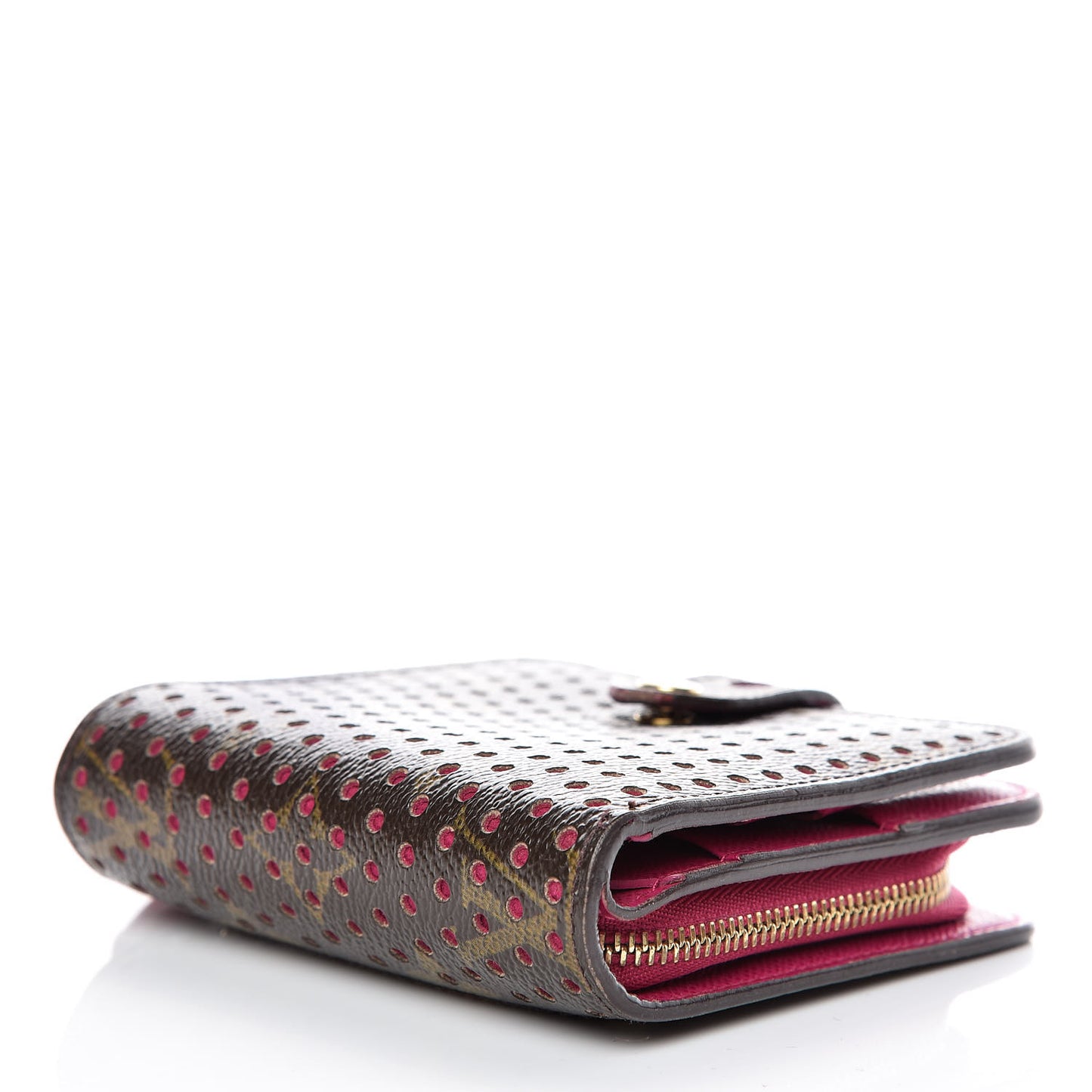 Monogram Perforated Compact Zipped Wallet Fuchsia