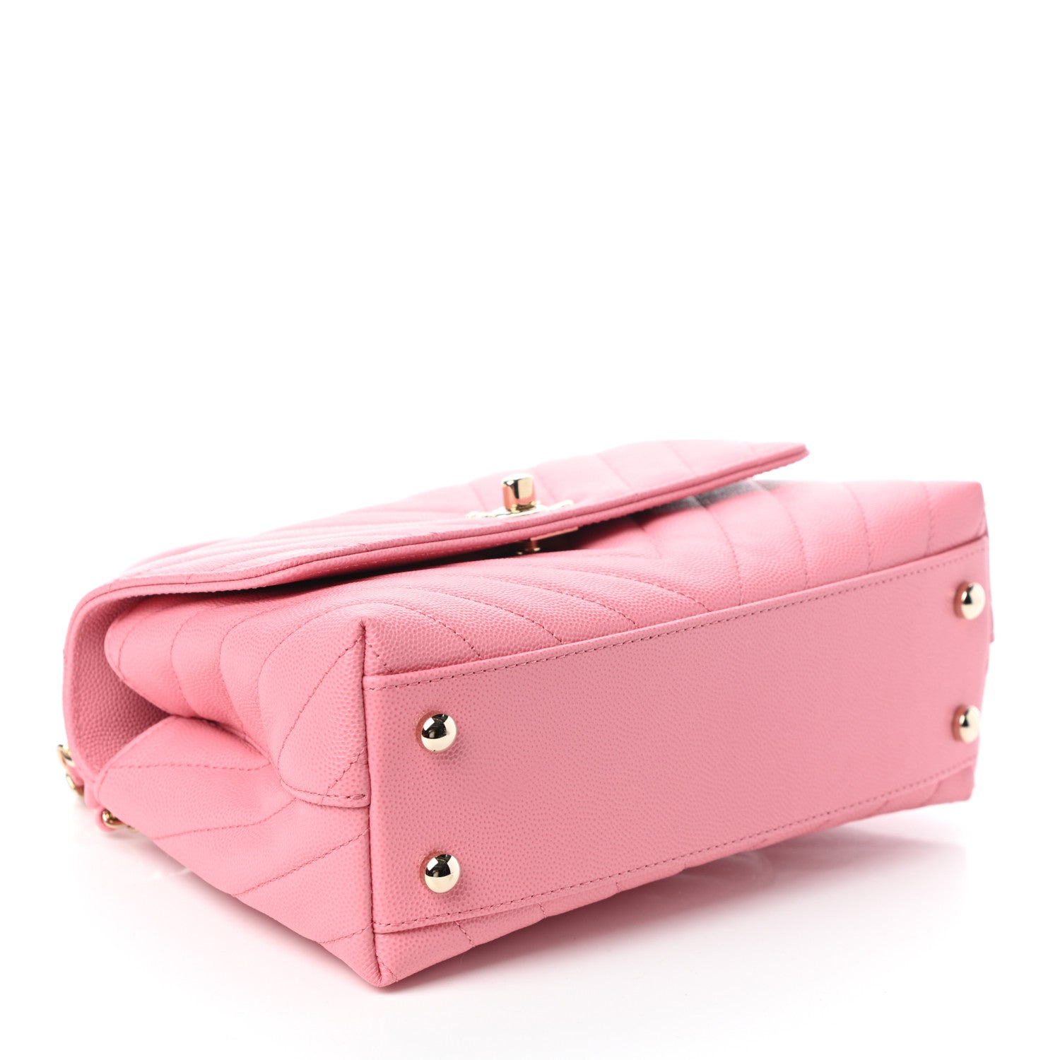 Chanel Caviar Chevron Quilted Mini Coco Handle Flap Pink 4 of 10