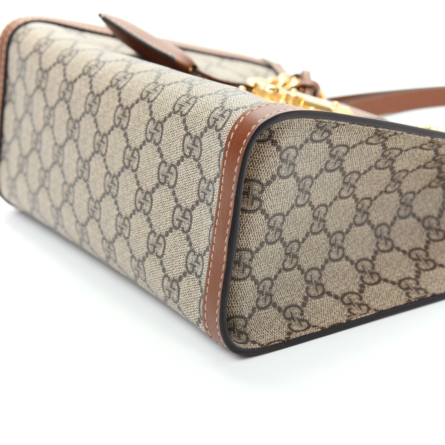 Gucci GG Supreme Monogram Calfskin Small Padlock Tote Beige Ebony Tuscany 7 of 9