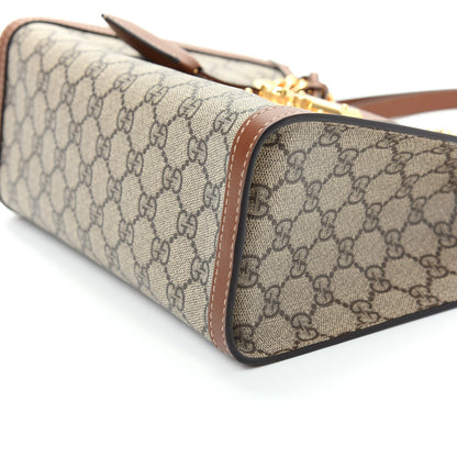 Gucci GG Supreme Monogram Calfskin Small Padlock Tote Beige Ebony Tuscany 7 of 9