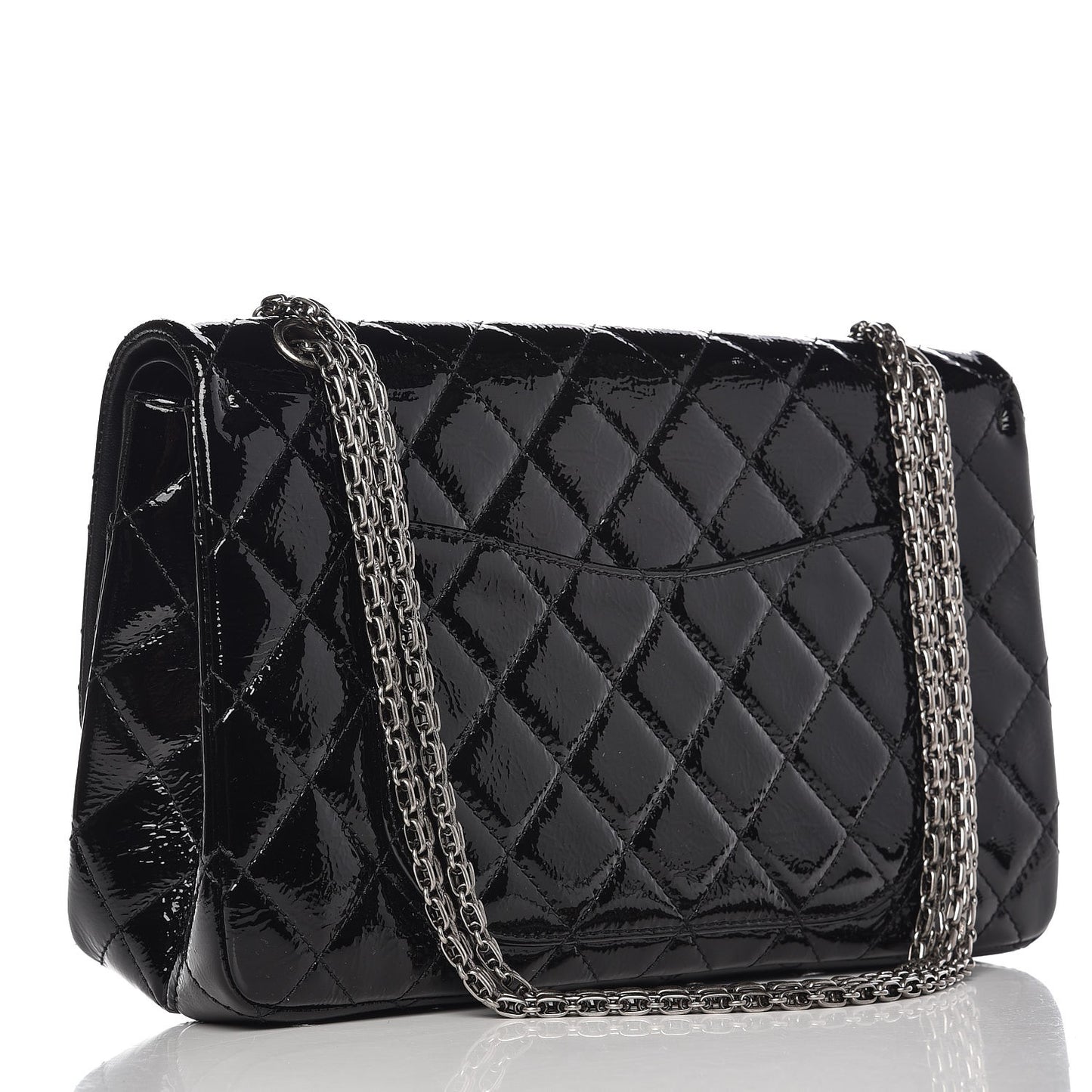 Distressed Patent Quilted 2.55 Reissue 227 Flap Black