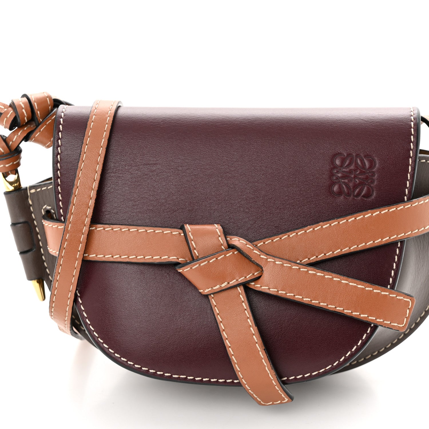 Loewe Calfskin Small Gate Crossbody Bag Oxblood Tan 8 of 10