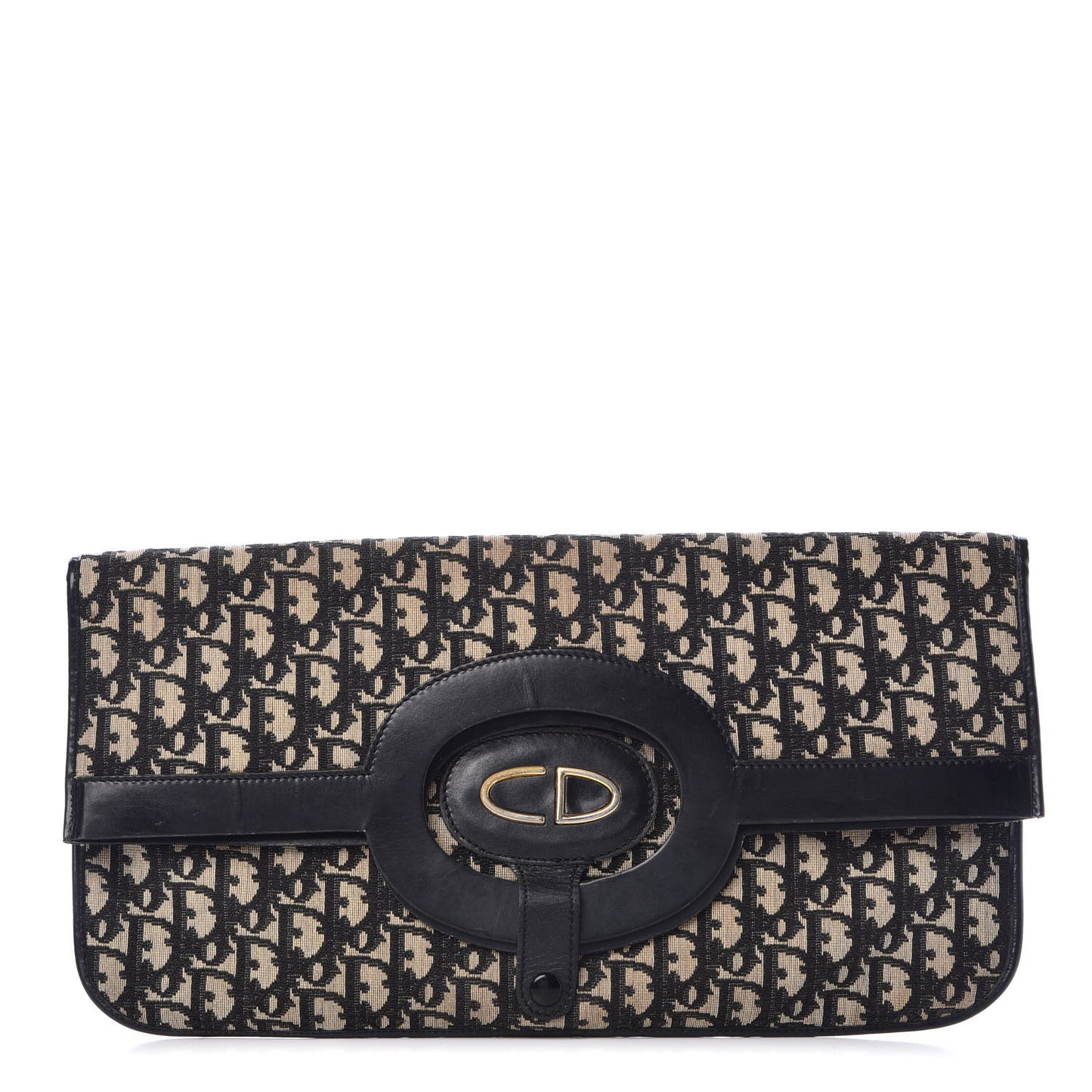 Monogram Fold Over Clutch Black