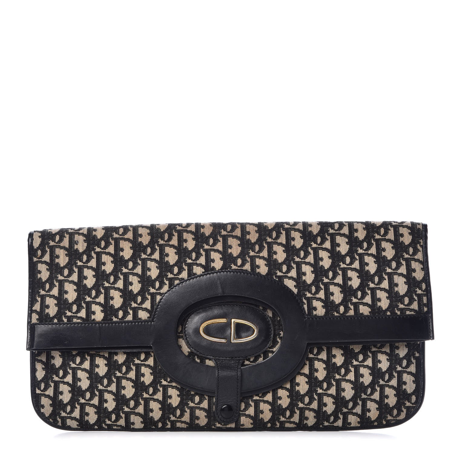 Christian Dior Monogram Fold Over Clutch Black 1 of 17