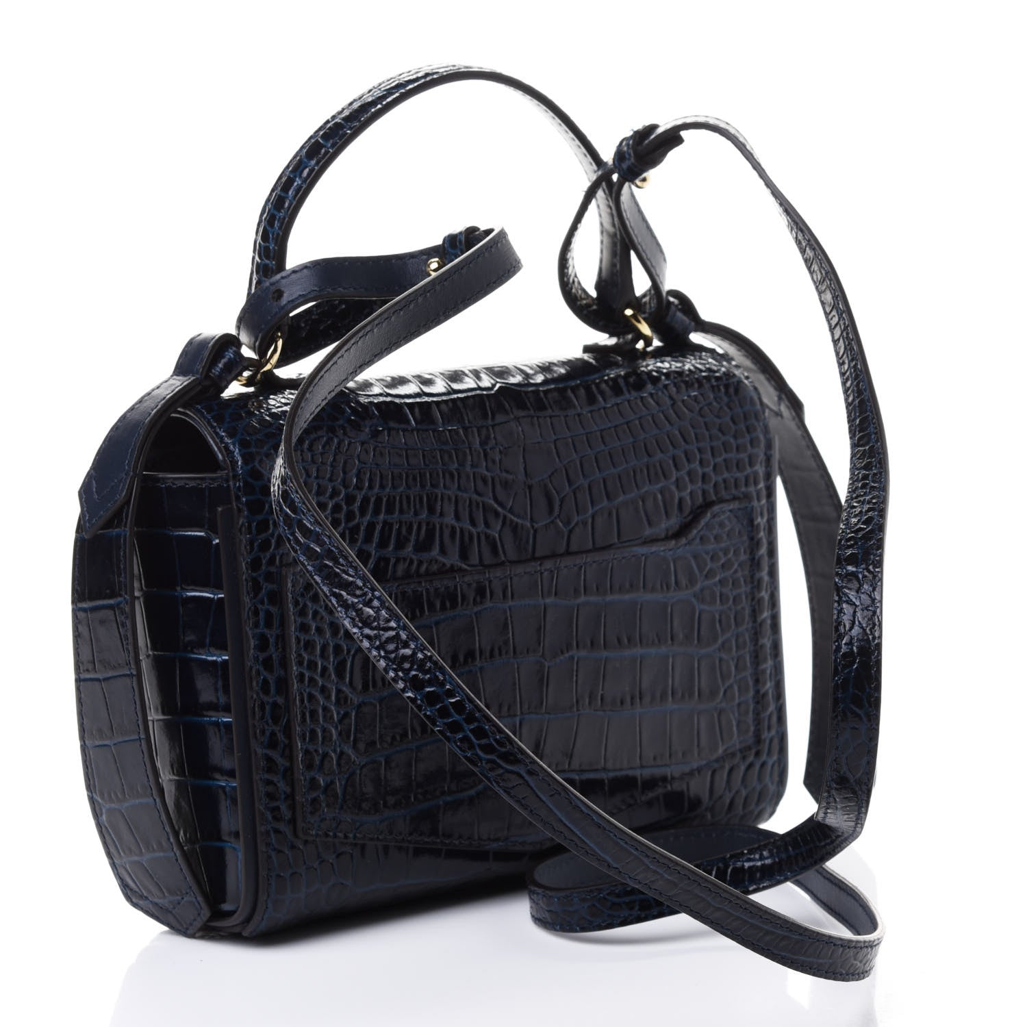 Givenchy Calfskin Crocodile Embossed Eden Mini Top Handle Blue 2 of 4