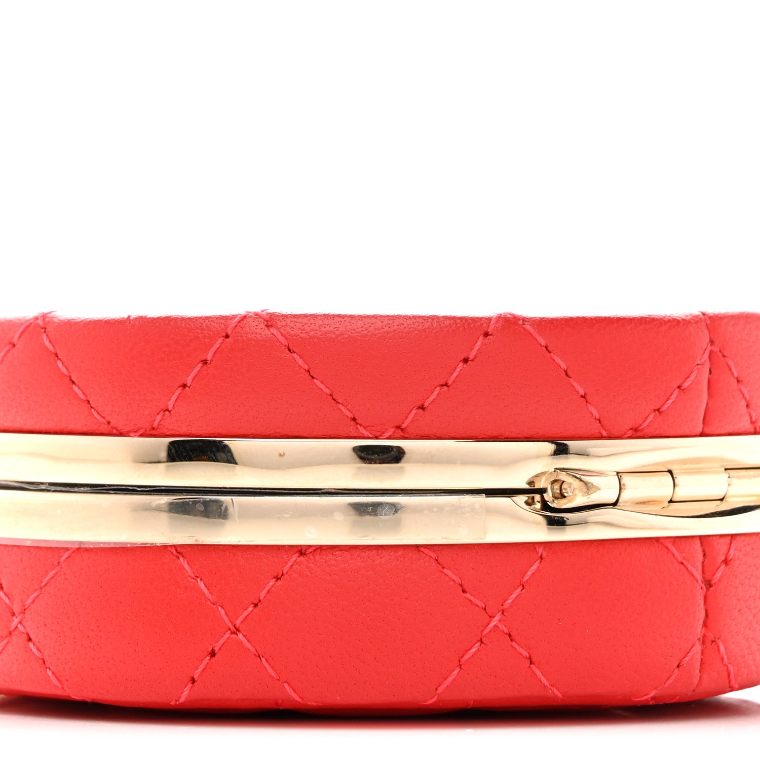 Chanel Lambskin Enamel Quilted Round Poker Chip Clutch With Chain Red White 10 of 12