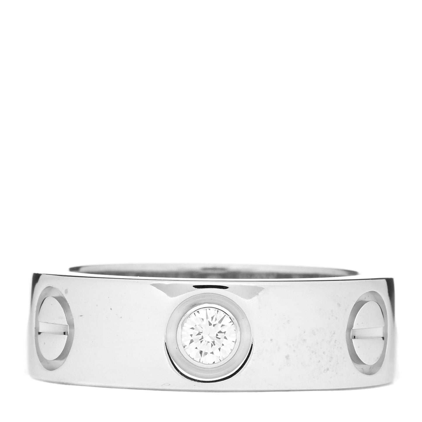18K White Gold 3 Diamond 5.5mm LOVE Ring 46 3.75