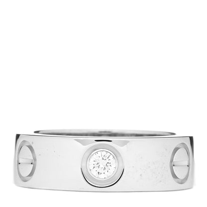 Cartier 18K White Gold 3 Diamond 5.5mm LOVE Ring 46 3.75 1 of 4