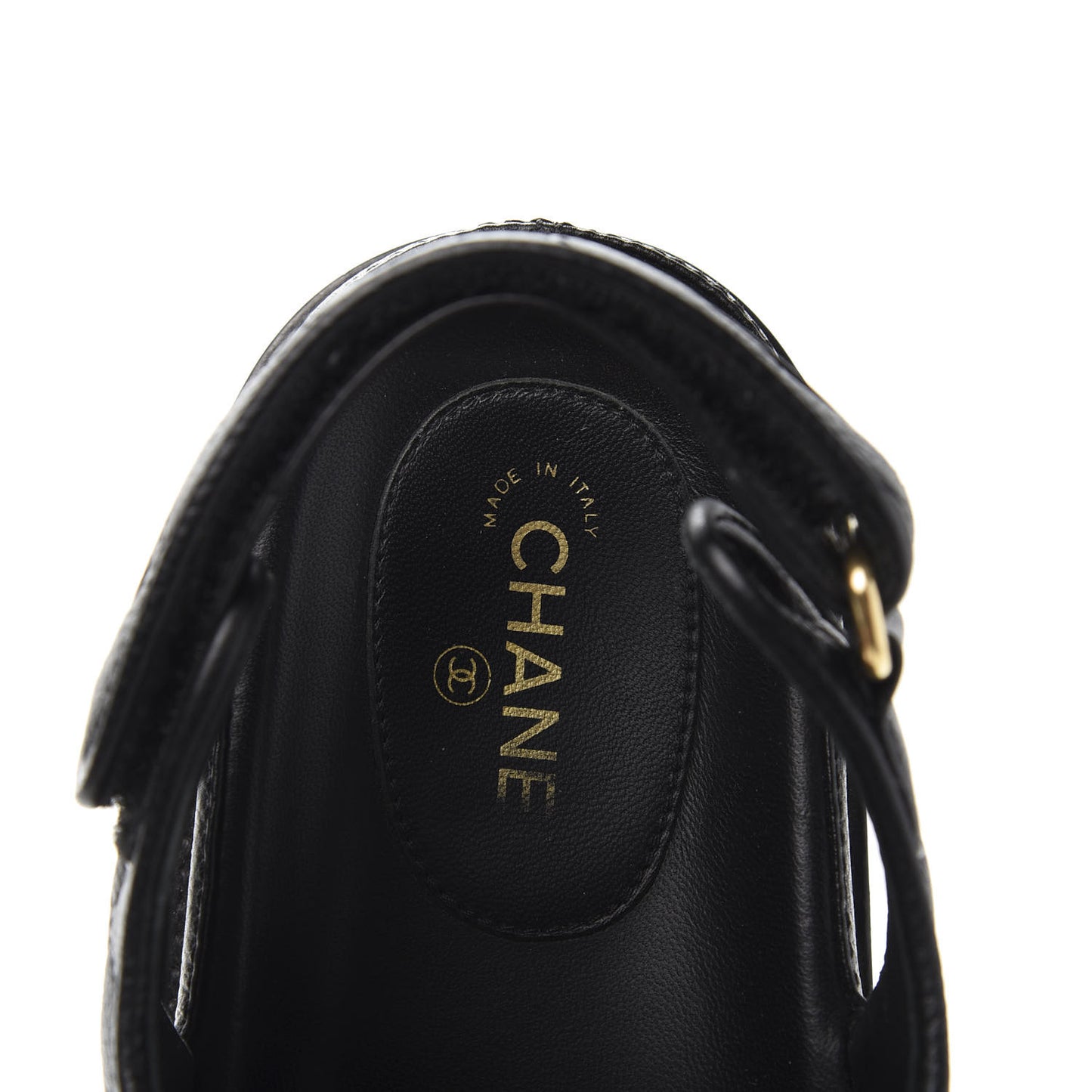 Grained Calfskin Velcro Dad Sandals 38.5 Black