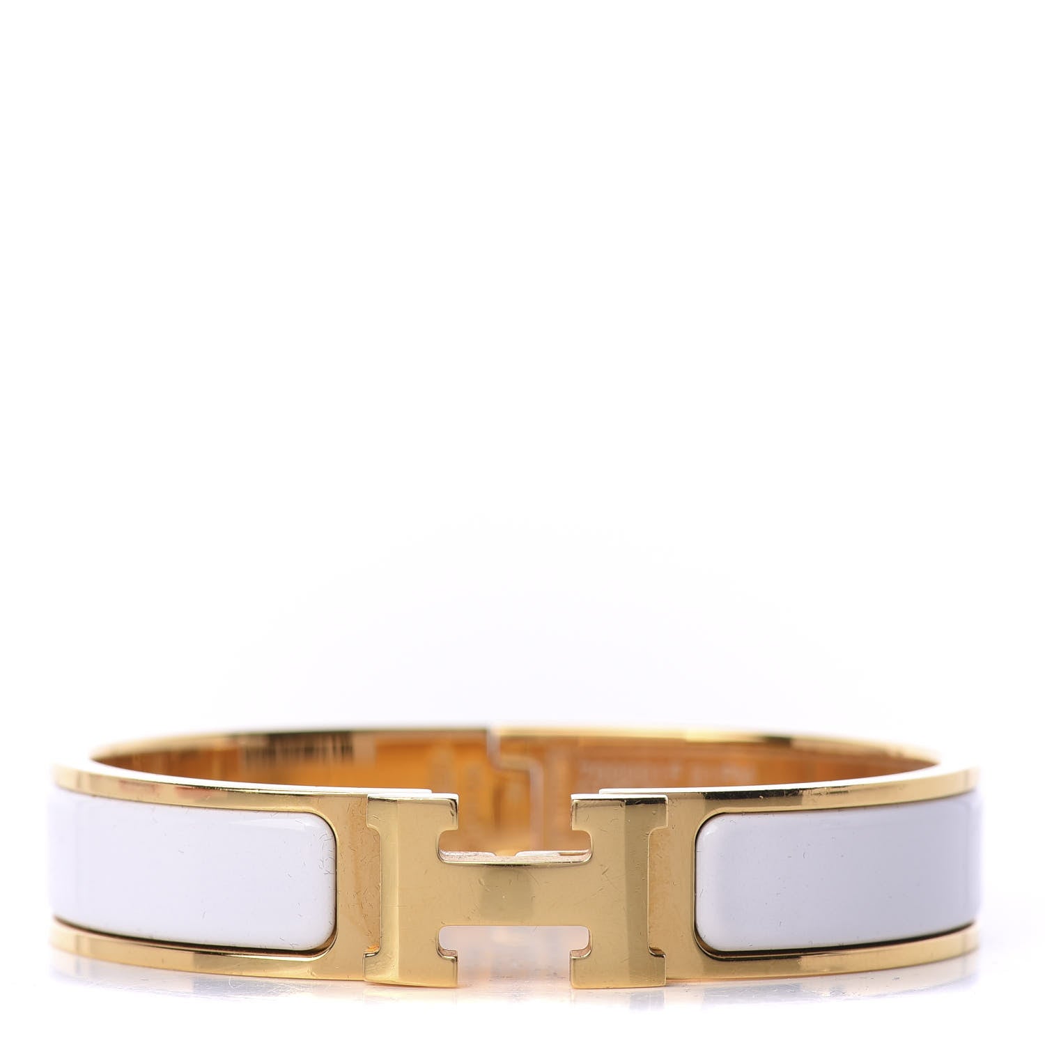 Hermes Enamel Narrow Clic Clac H Bracelet PM White 1 of 5