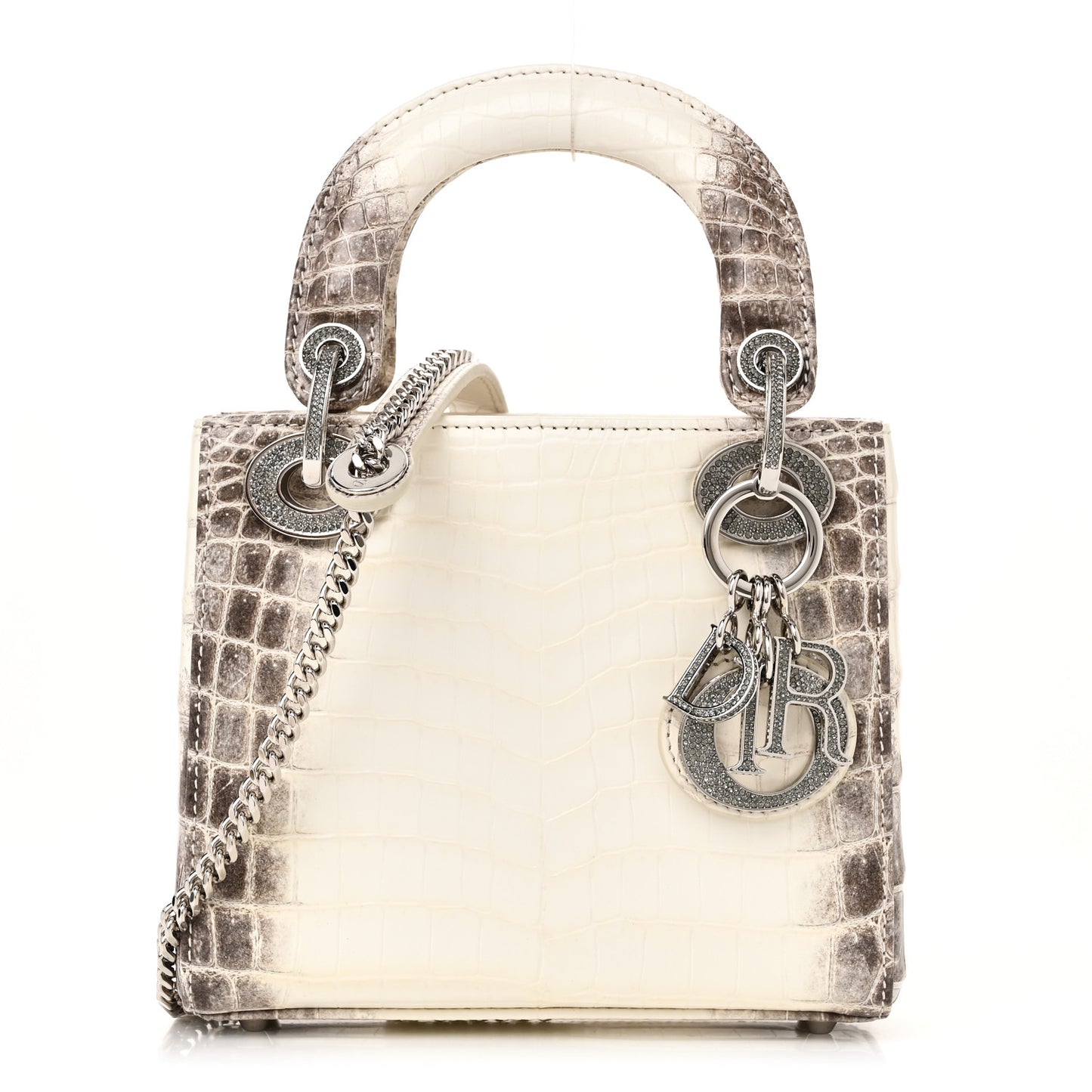 Niloticus Crocodile Himalaya Crystal Mini Lady Dior White