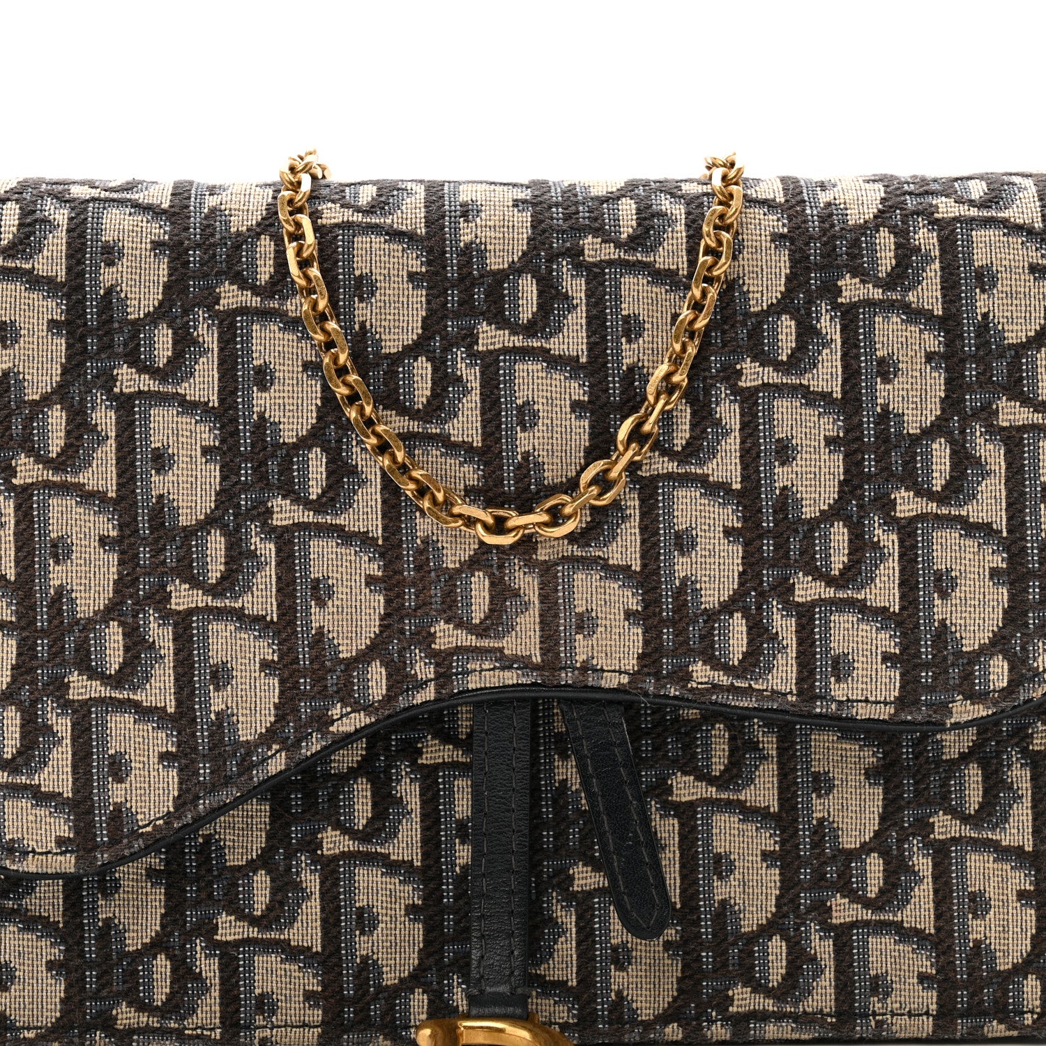 Christian Dior Oblique Saddle Chain Pouch Blue 8 of 17