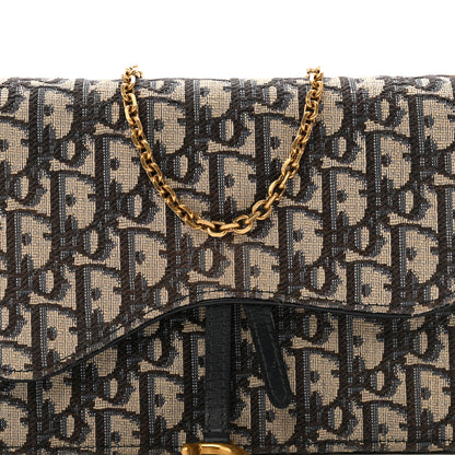 Christian Dior Oblique Saddle Chain Pouch Blue 8 of 17