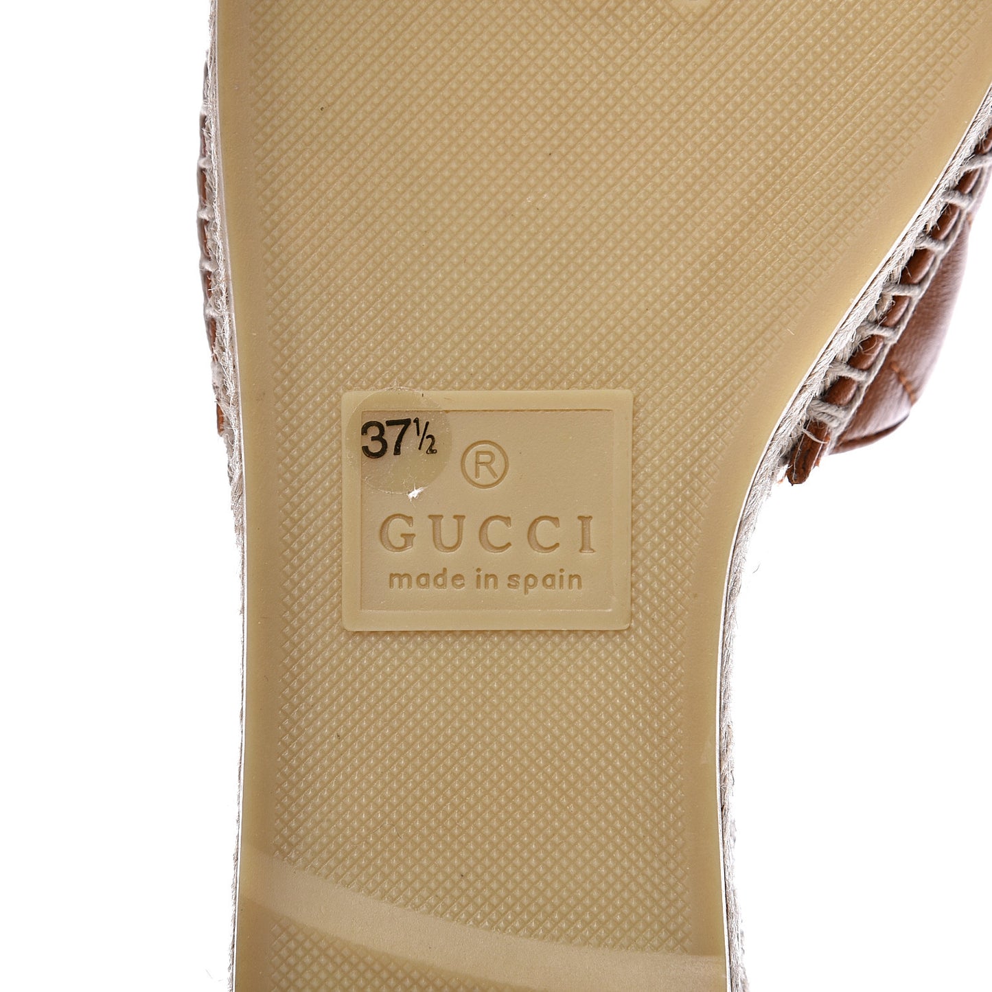 Nappa Matelasse GG Marmont Espadrille Slide Sandals 37.5 Cognac