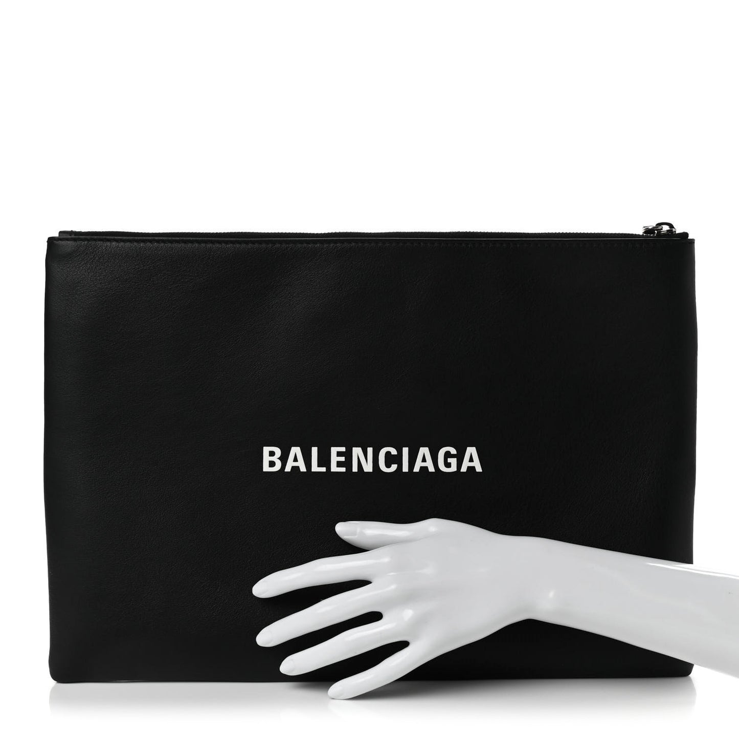Smooth Calfskin Logo Zip Pouch Black Fluo Yellow