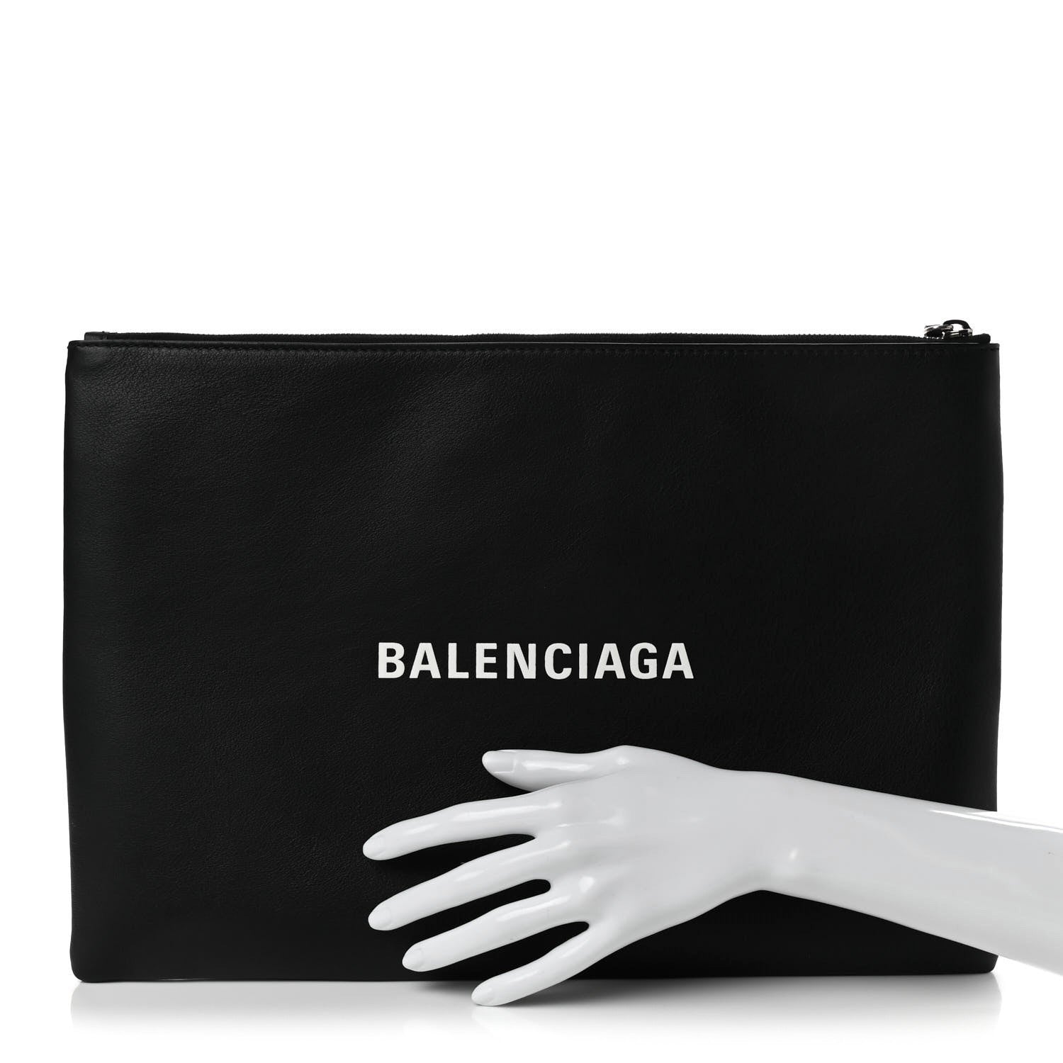 Balenciaga Smooth Calfskin Logo Zip Pouch Black Fluo Yellow 2 of 8