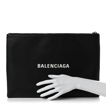 Balenciaga Smooth Calfskin Logo Zip Pouch Black Fluo Yellow 2 of 8