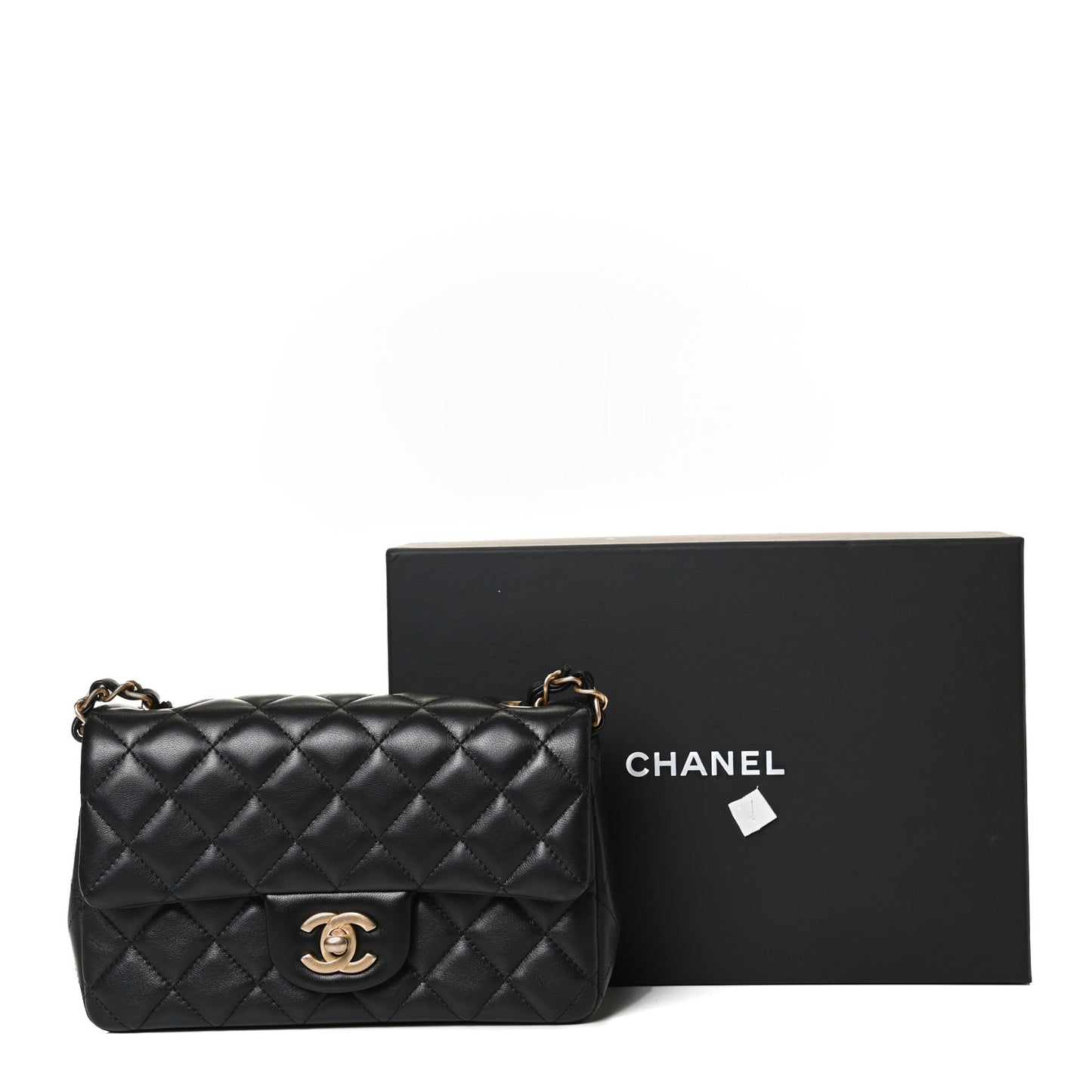Lambskin Quilted Mini Rectangular Flap Black