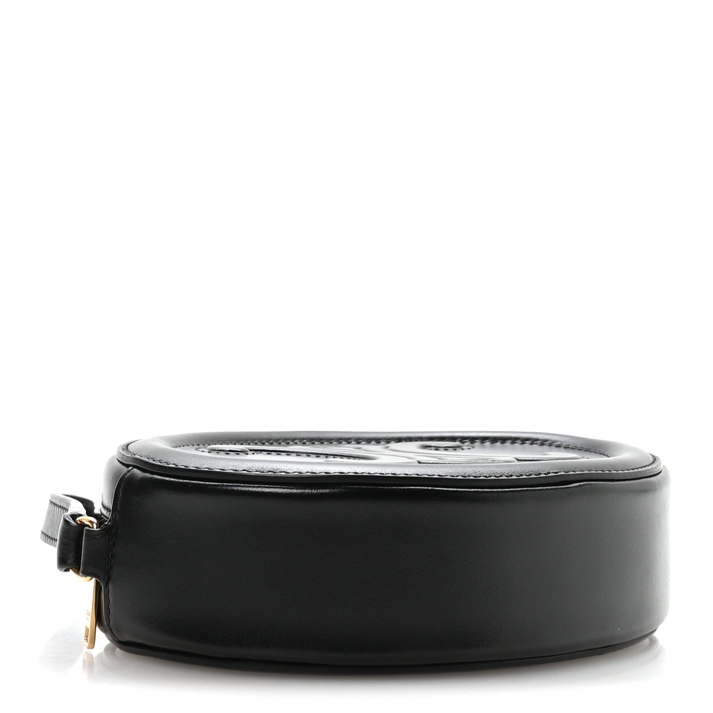 Smooth Calfskin Cuir Small Triomphe Oval Crossbody Purse Black