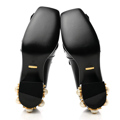 Gucci Malaga Kid Pearl Embellished Winged Feline Loafer Pumps 37 Black 5 of 10