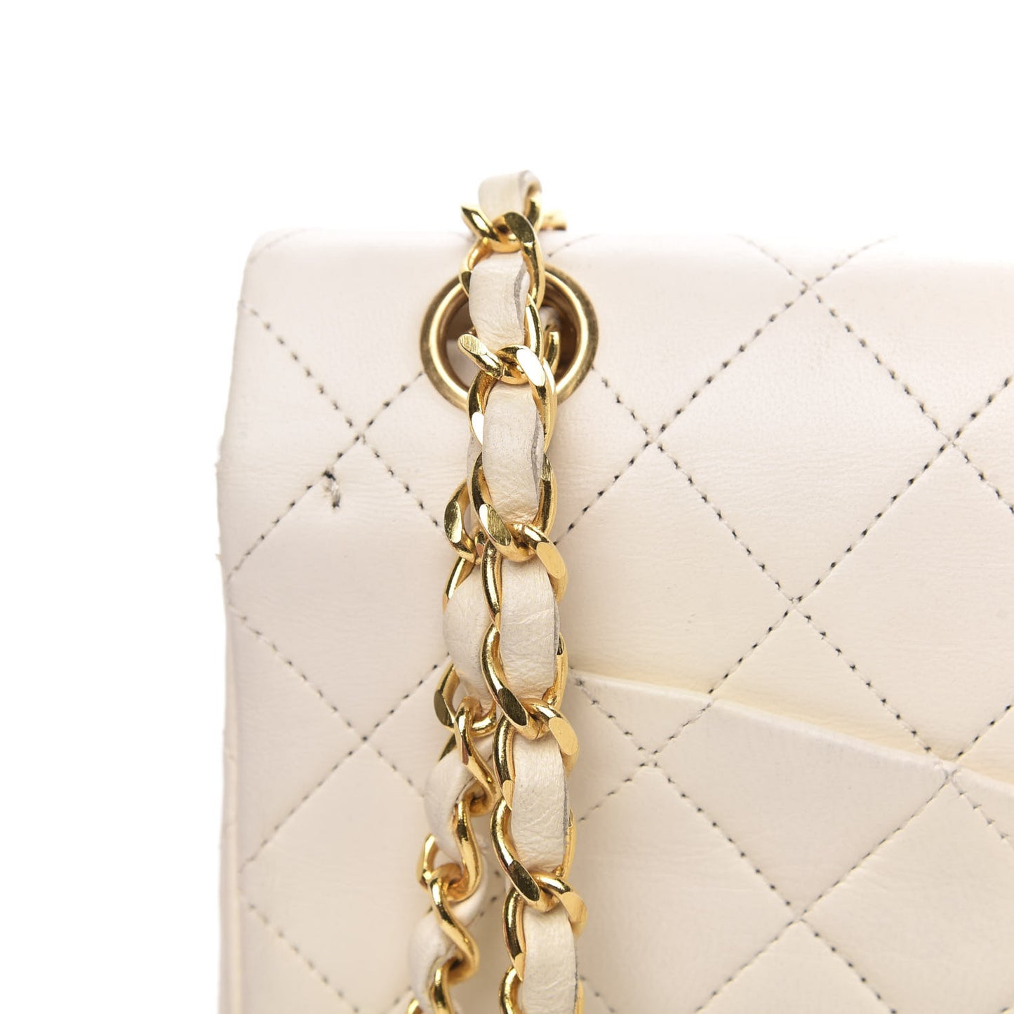 Lambskin Quilted Small Double Flap White