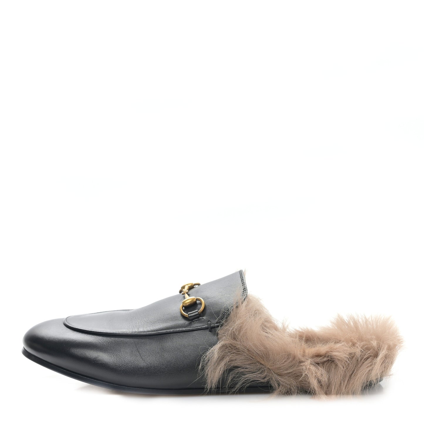 Calfskin Fur Womens Princetown Slippers 41 Black
