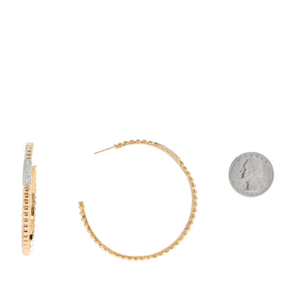 John Hardy 18K Yellow White Gold Diamond Bedeg Hoop Earrings 2 of 5