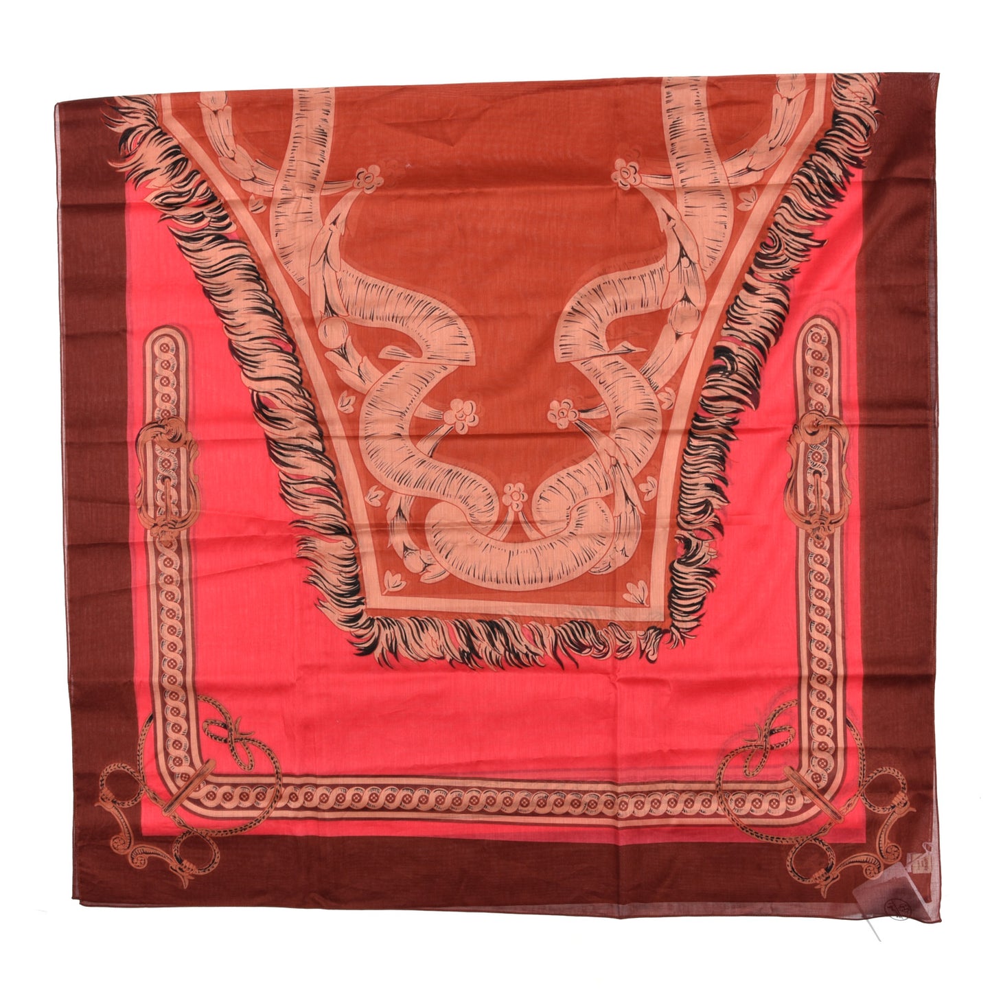 Cashmere Silk Bride De Cour Remix Scarf 140 Orange Rose Cotinga