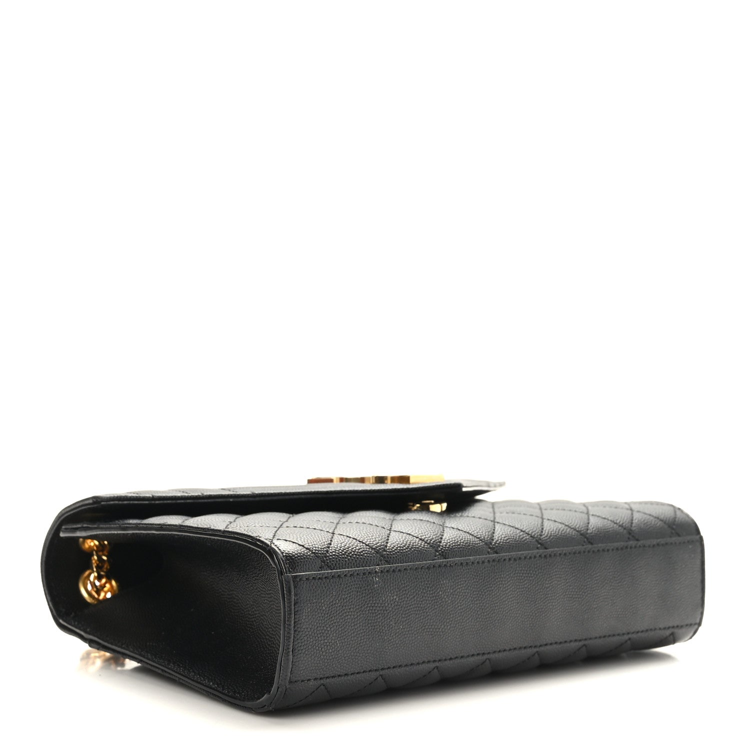 Saint Laurent Grain De Poudre Textured Mixed Matelasse Triquilt Medium Monogram Satchel Black 4 of 8