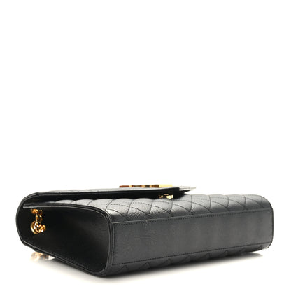 Saint Laurent Grain De Poudre Textured Mixed Matelasse Triquilt Medium Monogram Satchel Black 4 of 8