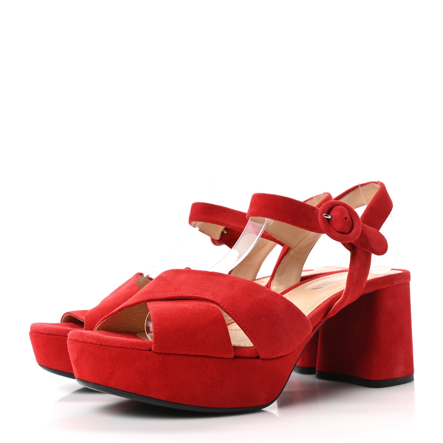 Camoscio Crisscross Platform 25/85mm Sandals 37.5 Red