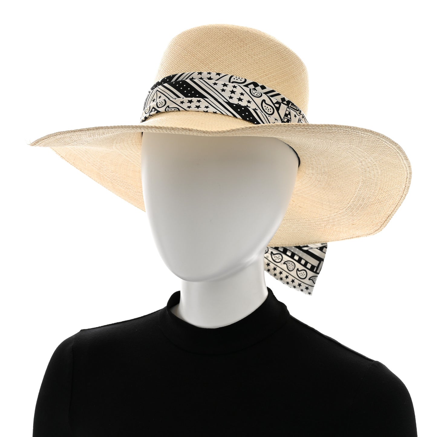Straw Sangles En ZigZag Ingrid Panama Hat 57 Naturel Black