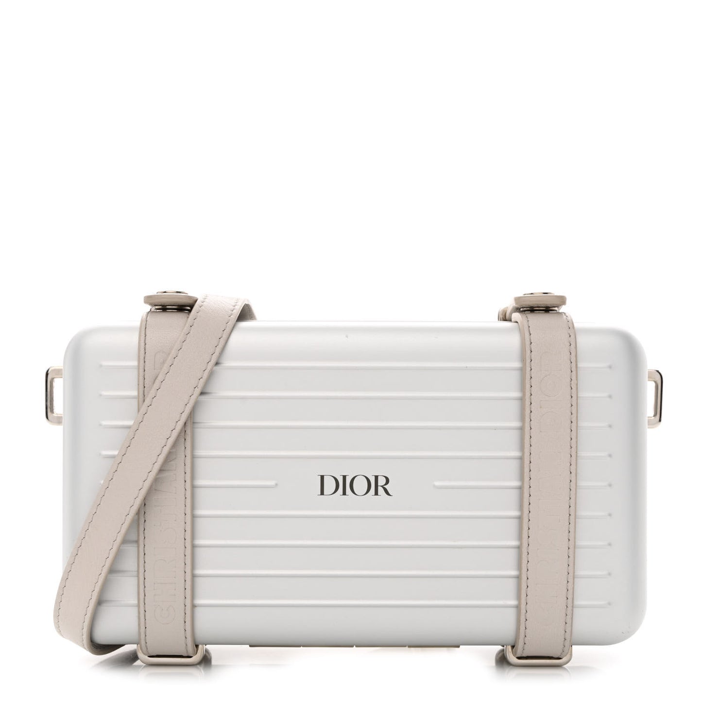 X RIMOWA Aluminum Personal Clutch On Strap Silver