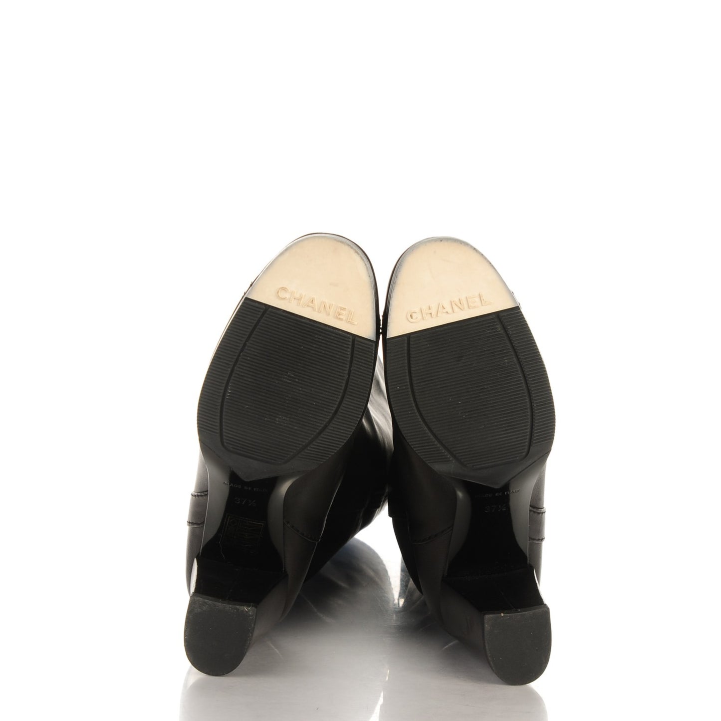 Lambskin Patent CC Cap Toe High Boots 37.5 Black