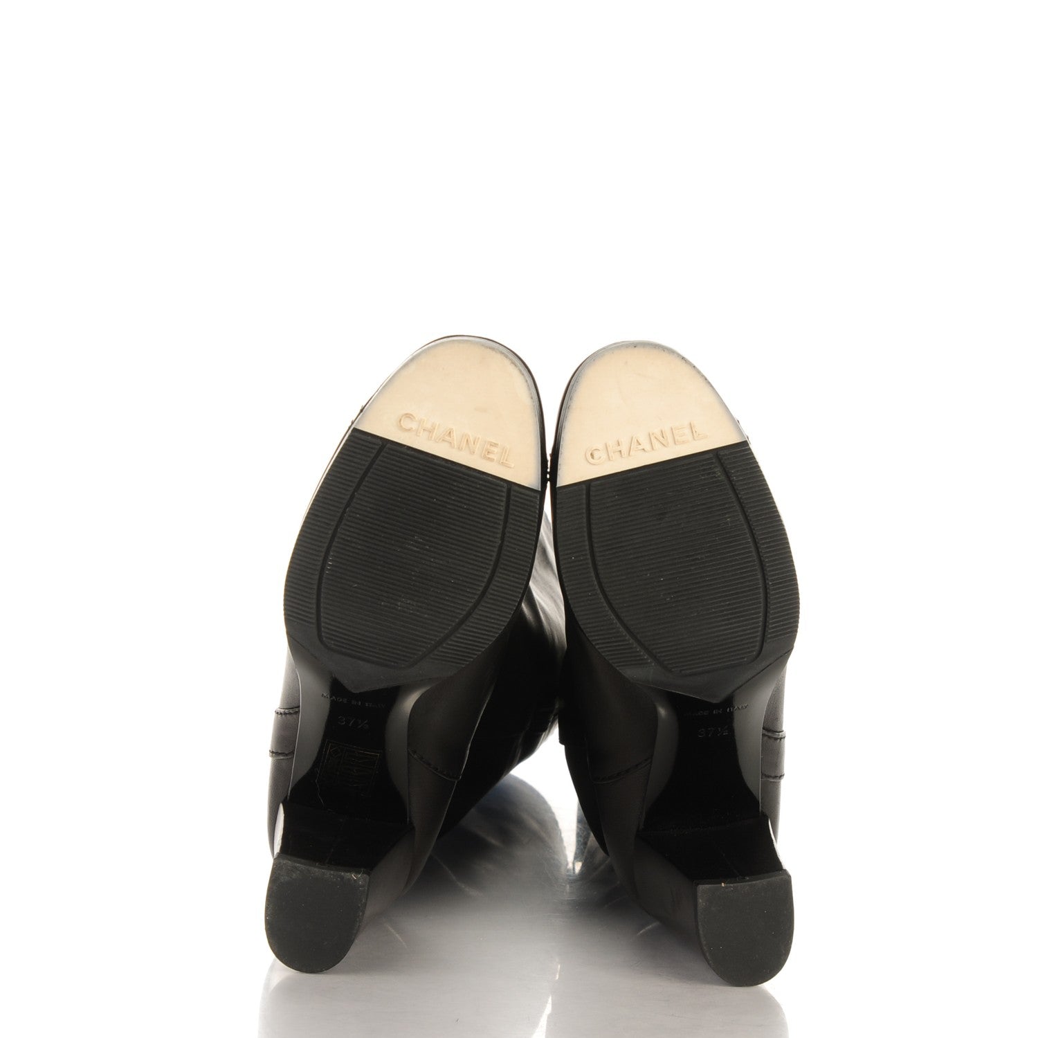 Chanel Lambskin Patent CC Cap Toe High Boots 37.5 Black 5 of 6