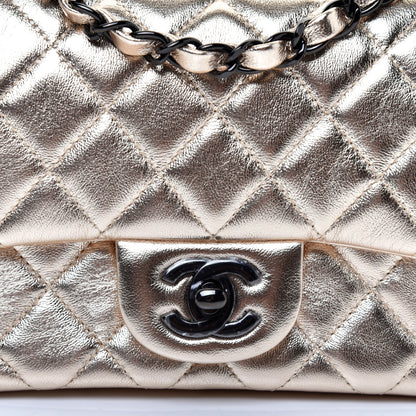 Chanel Metallic Lambskin Quilted Mini Square Flap Gold Black 10 of 11