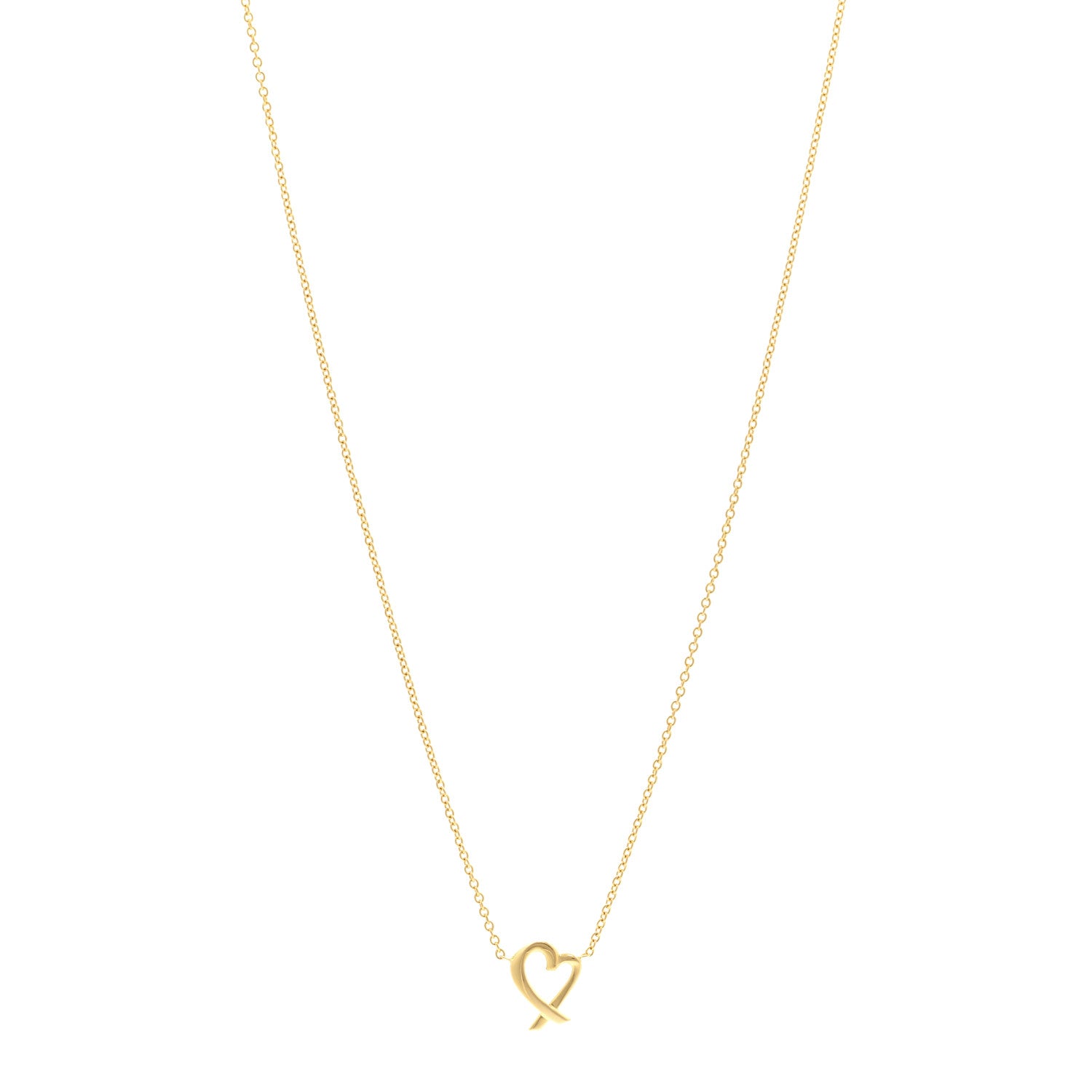 Tiffany 18K Yellow Gold Small Paloma Picasso Loving Heart Pendant Necklace 1 of 5