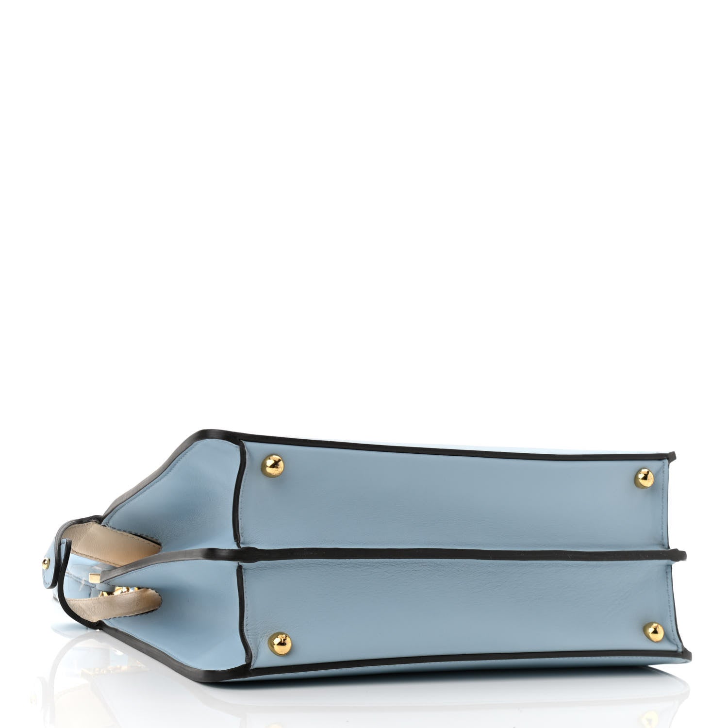 Fendi Vitello Seta Shiny Nappa Medium Peekaboo I SEE U Satchel Azzurro Baby Camelia 4 of 10