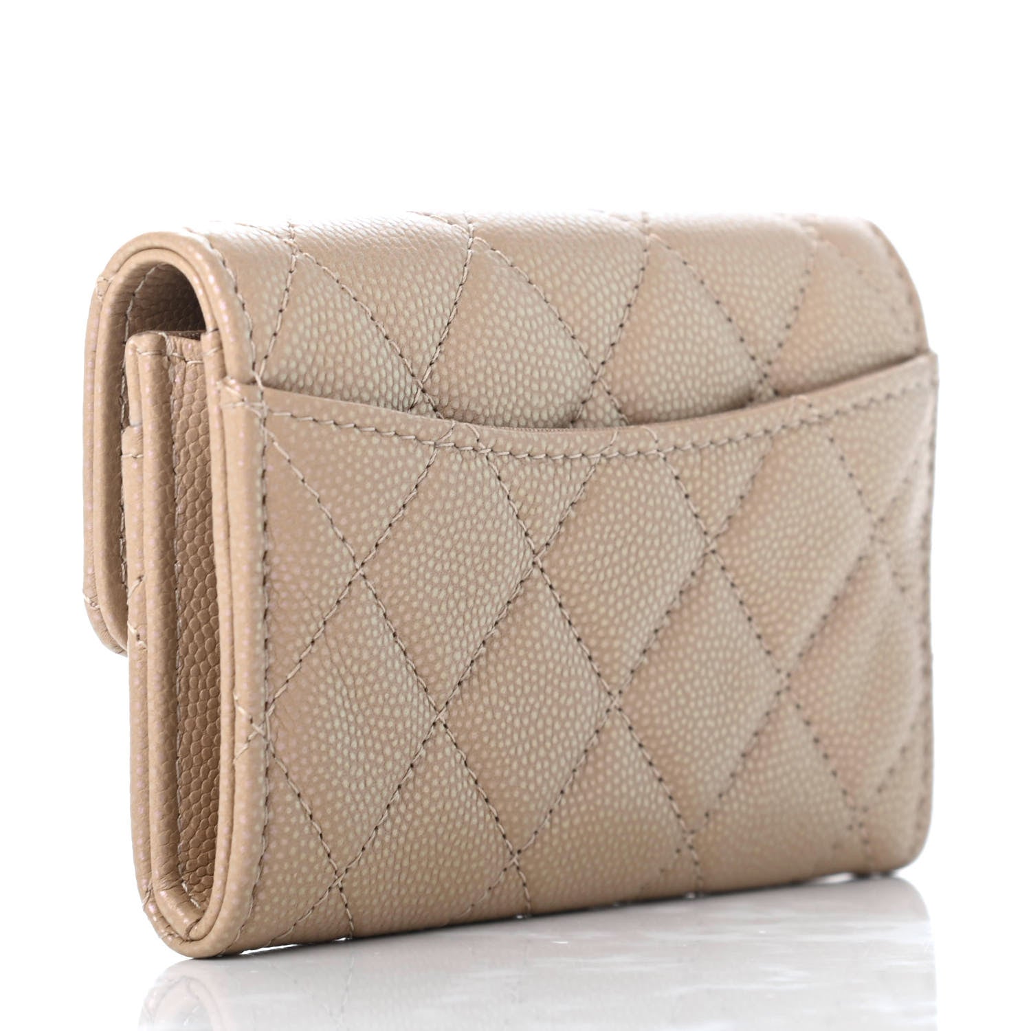 Chanel Iridescent Caviar Quilted Flap Card Holder Wallet Beige 3 of 5