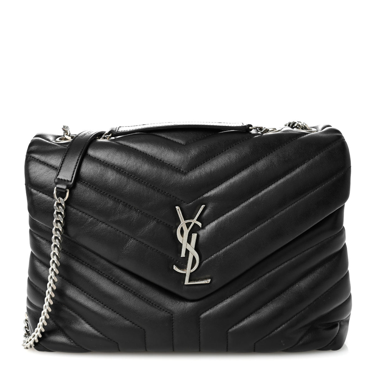 Saint Laurent Calfskin Y Quilted Monogram Medium Loulou Chain Satchel Black 1 of 12