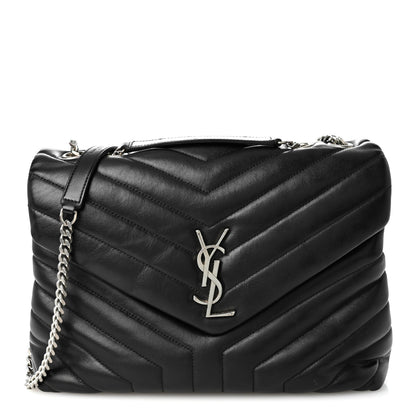 Saint Laurent Calfskin Y Quilted Monogram Medium Loulou Chain Satchel Black 1 of 12