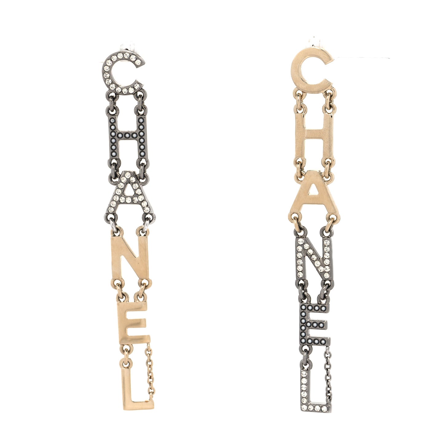 Crystal Pearl Chanel Bright Young Things Earrings Gold Ruthenium