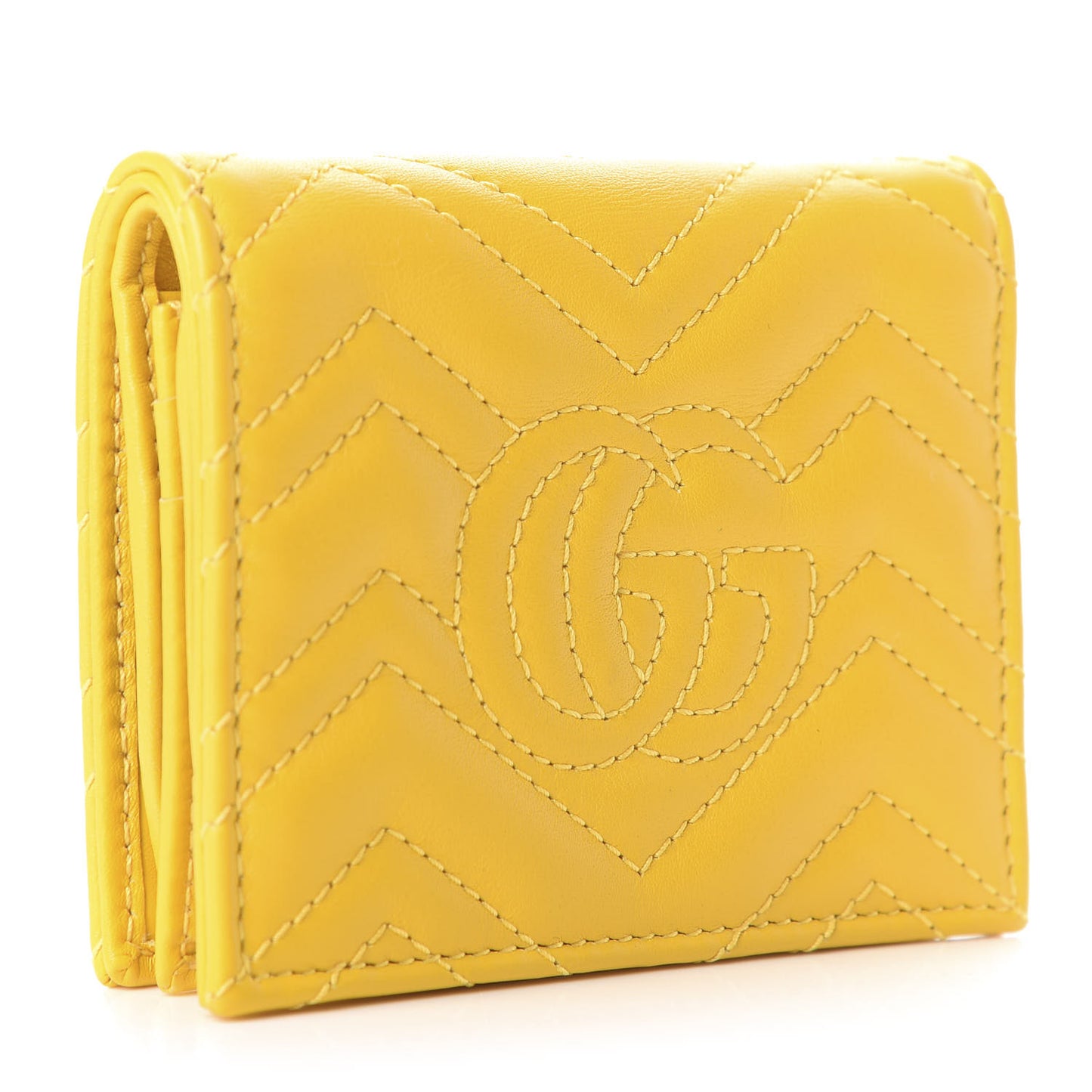 Calfskin Matelasse GG Marmont Card Case Stone Topaz