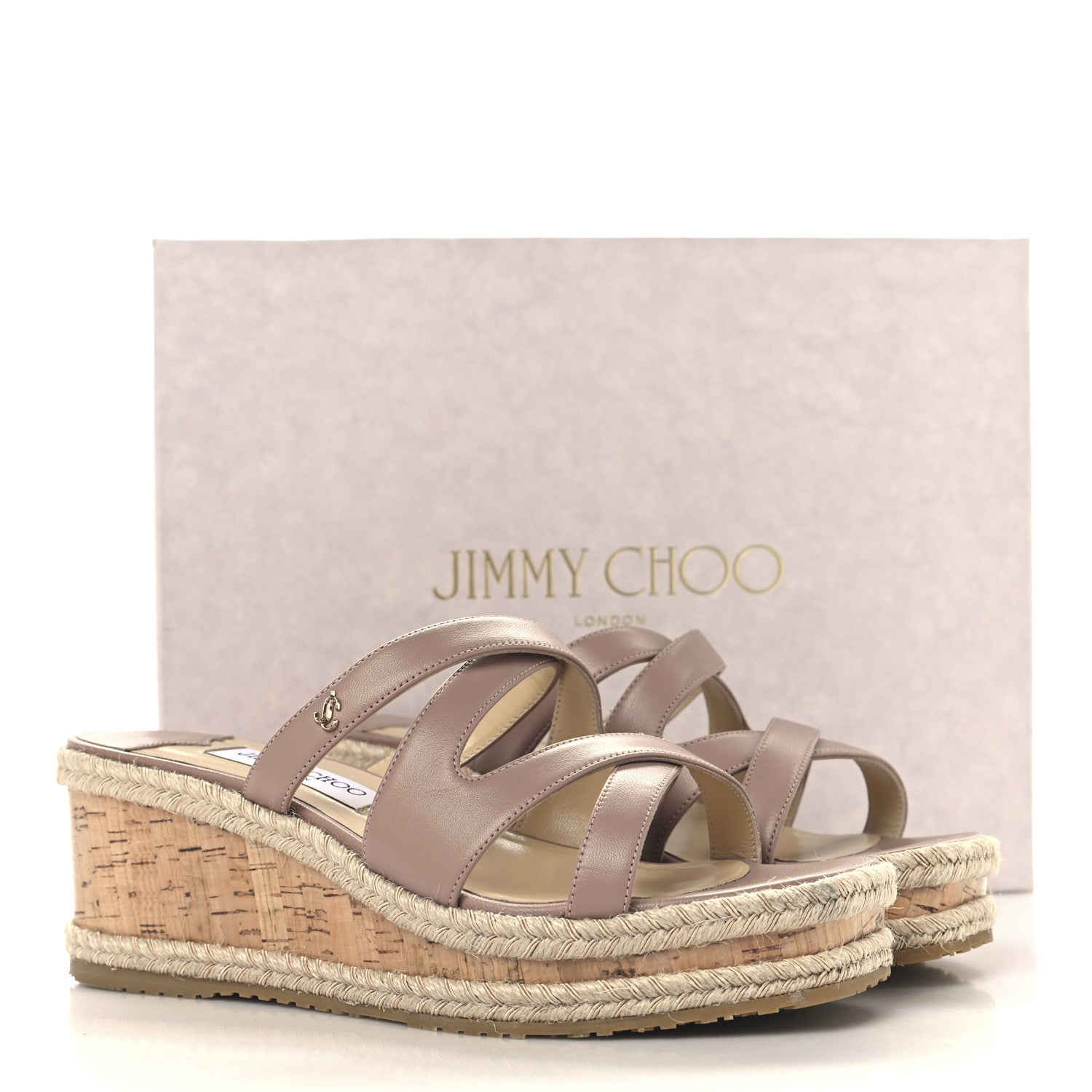 Jimmy Choo Nappa Rayah 60 Wedge Sandals 37 Ballet Pink 9 of 9