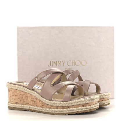 Jimmy Choo Nappa Rayah 60 Wedge Sandals 37 Ballet Pink 9 of 9