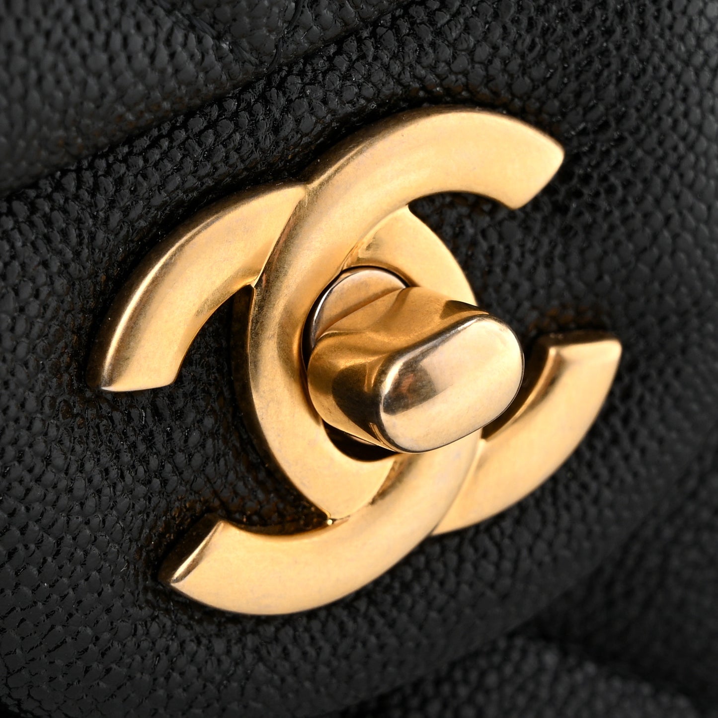 Caviar Quilted Mini Top Handle Rectangular Flap Black