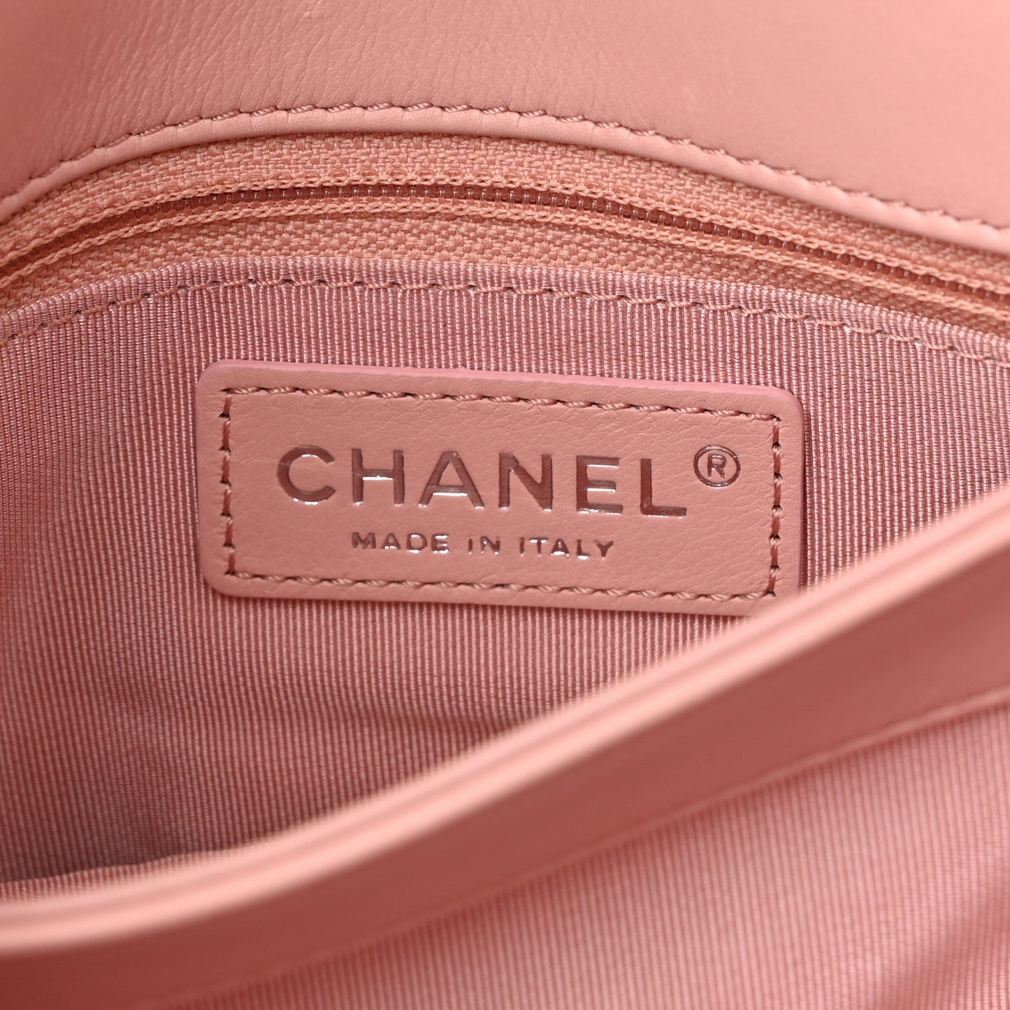 Calfskin Studded Chevron Quilted Flap Pink
