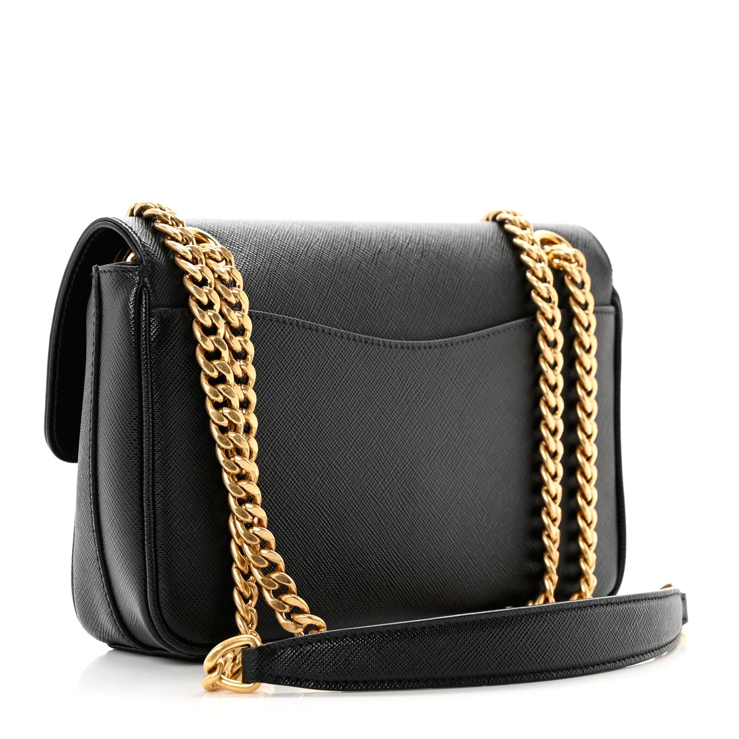 Saffiano Flap Shoulder Bag Black