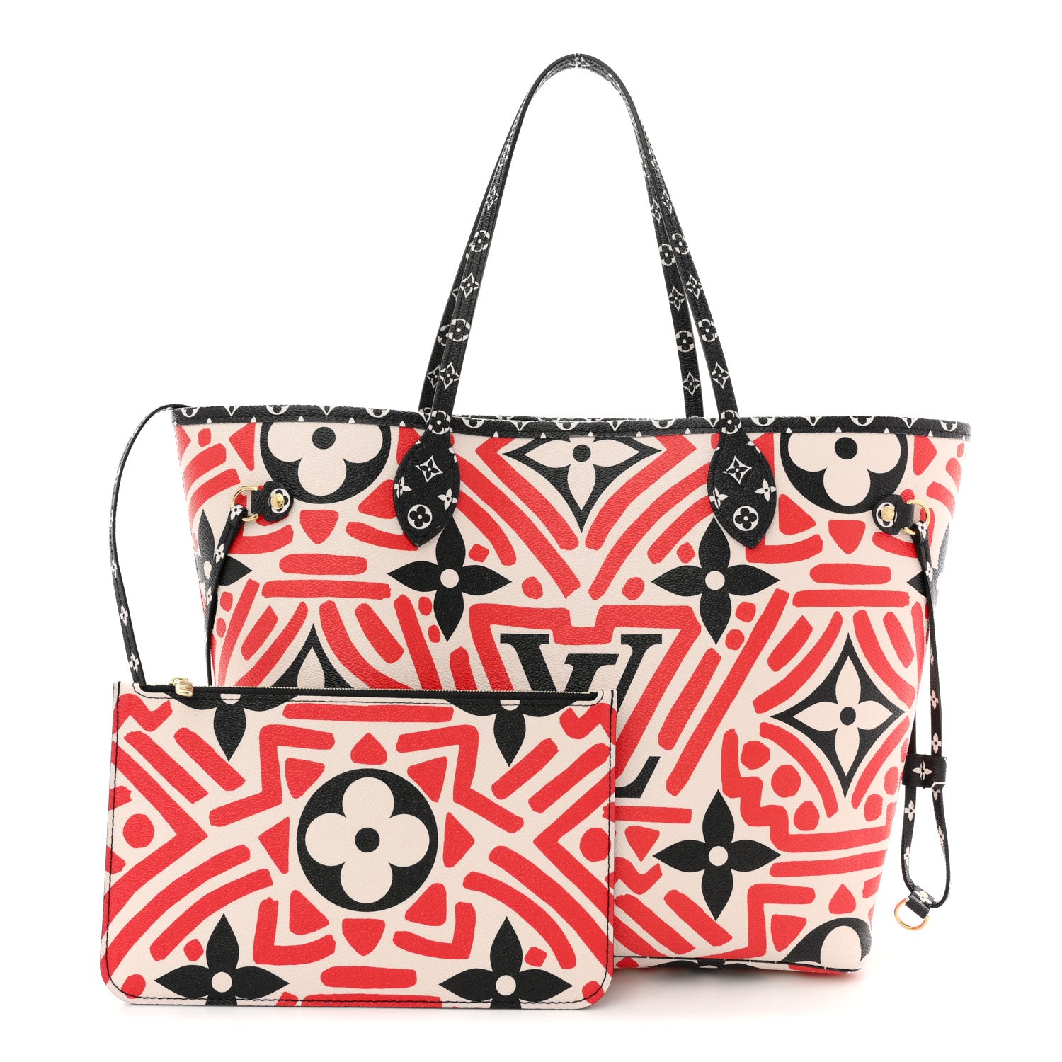 Louis Vuitton Monogram Giant Crafty Neverfull MM Creme Rouge Black 3 of 10