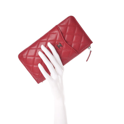 Chanel Caviar Quilted Classic Flat Wallet Pouch Pink 2 of 8